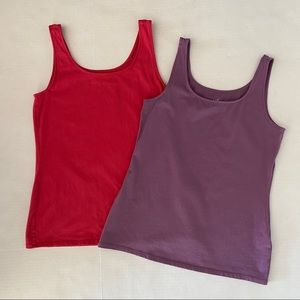 2 J Jill Perfect Tank Top Small Red Purple Cotton